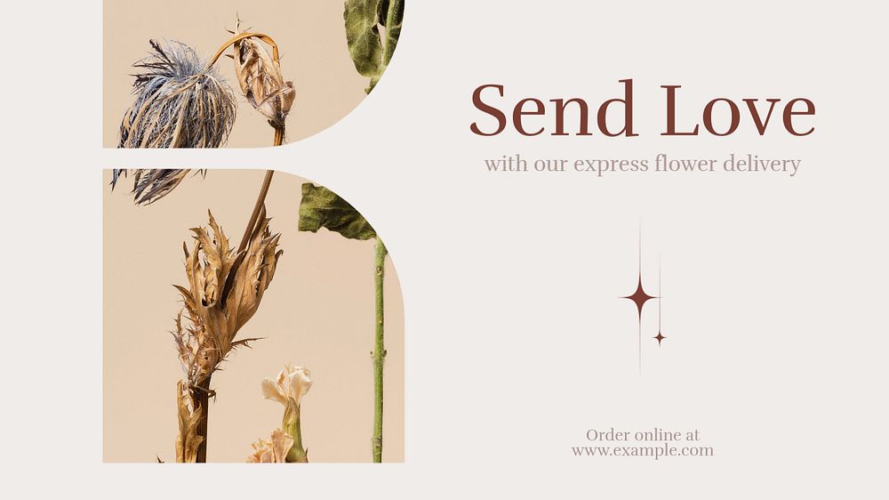 Flower delivery blog banner template, editable text