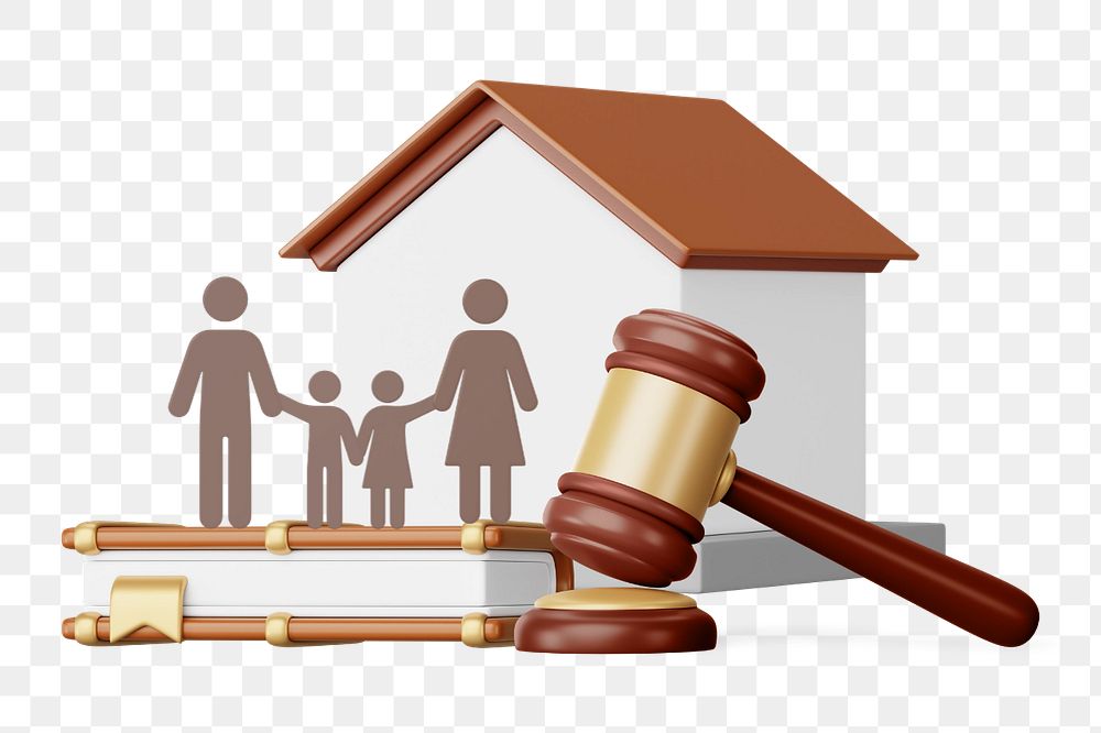 Family lawyer remix, 3D gavel and home illustration, editable design