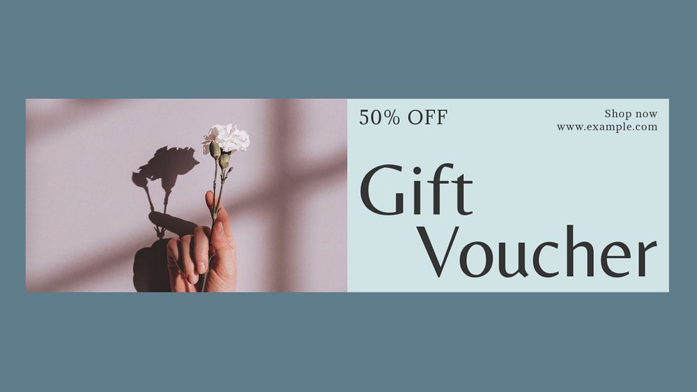 Gift voucher blog banner template, editable text