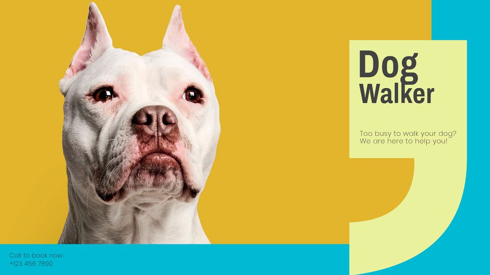 Dog walking service blog banner template, editable text