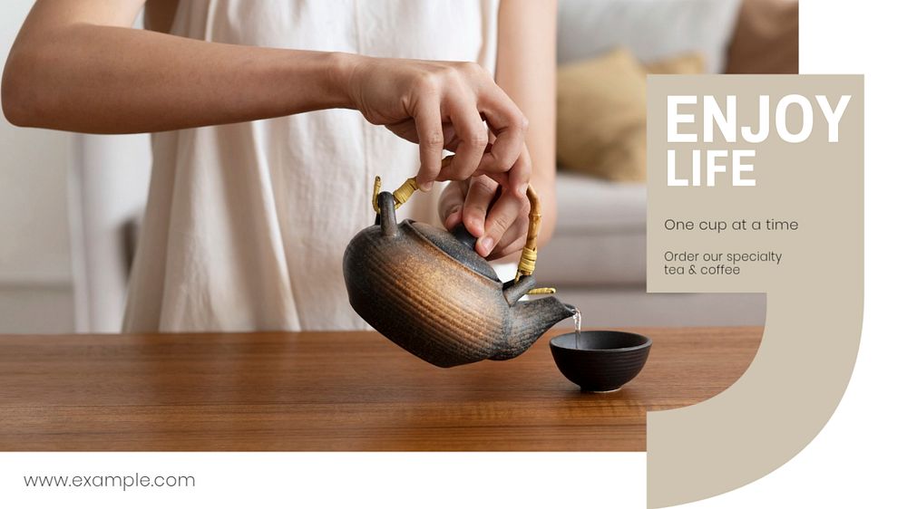 Tea & coffee blog banner template, editable text