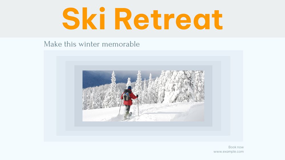 Ski retreat blog banner template, editable text