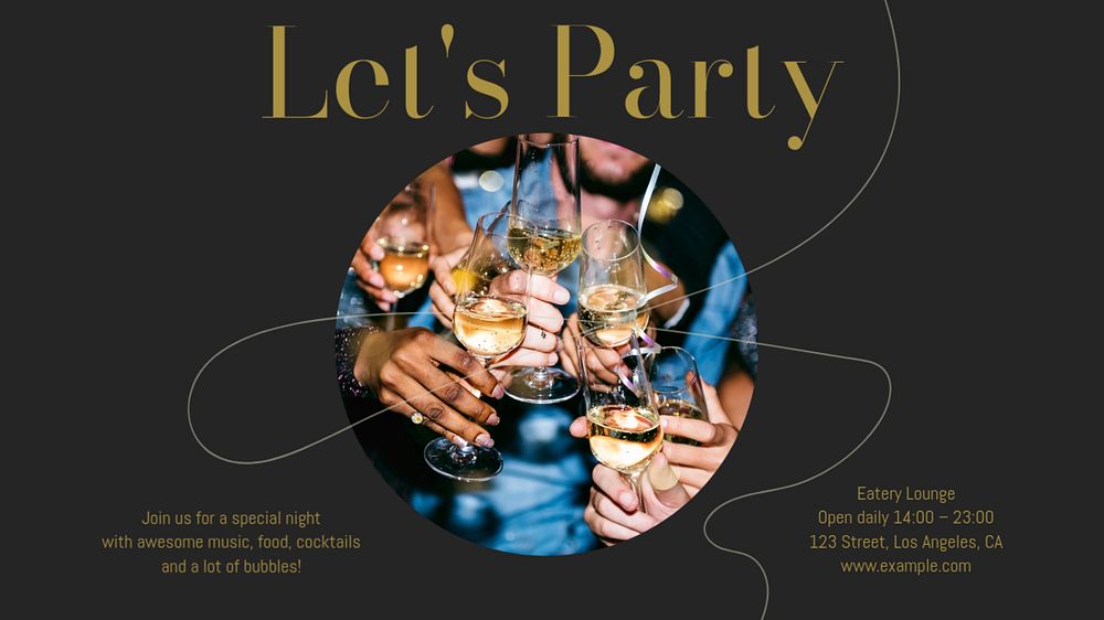 Let's party blog banner template, editable text