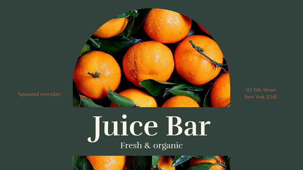 Juice bar blog banner template, editable text