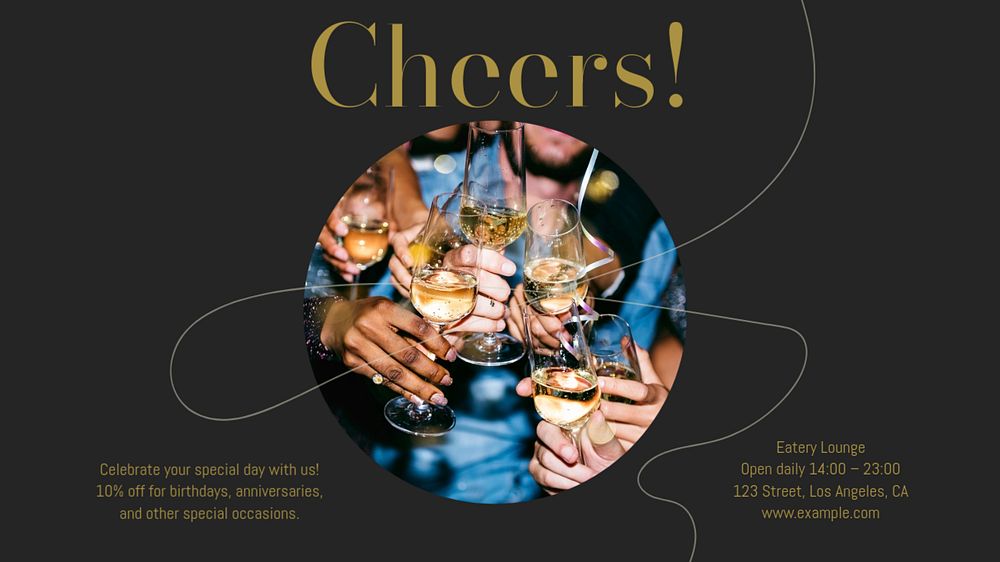 Cheers restaurant promotion blog banner template, editable text