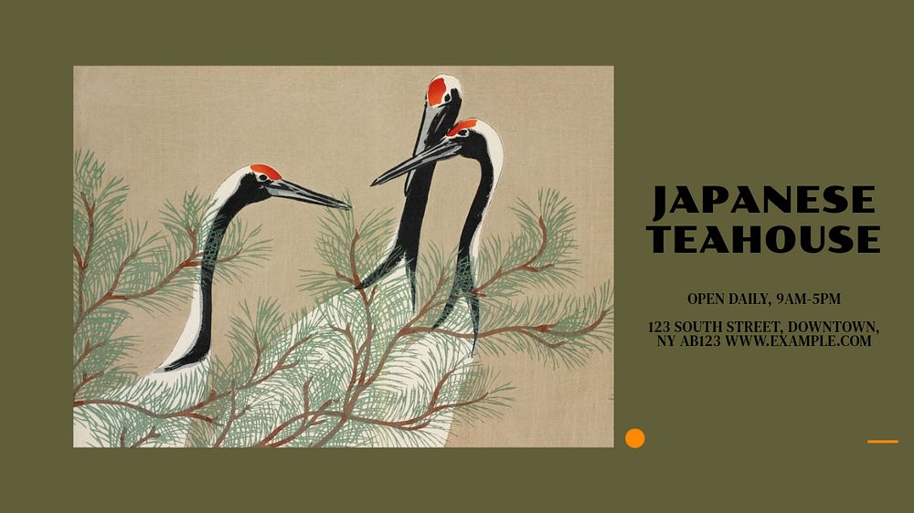 Japanese Teahouse blog banner template, editable text