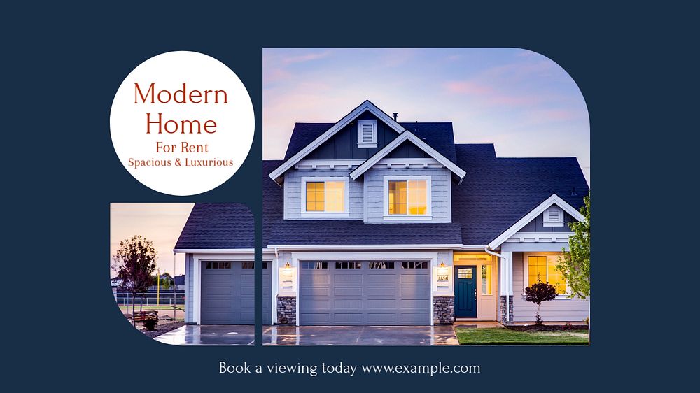 Modern home rental blog banner template, editable text