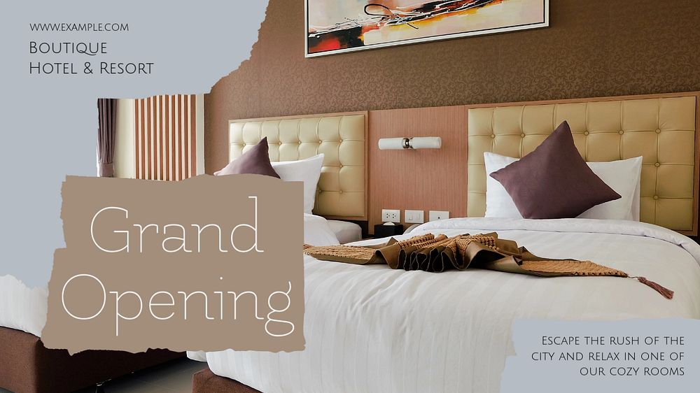 Grand opening blog banner template, editable text