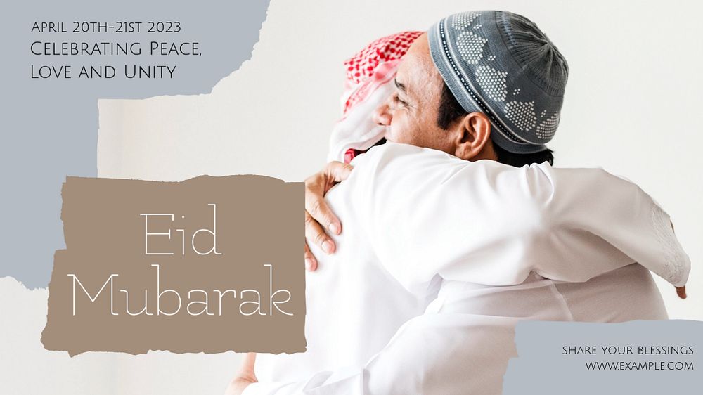 Eid Mubarak blog banner template, editable text