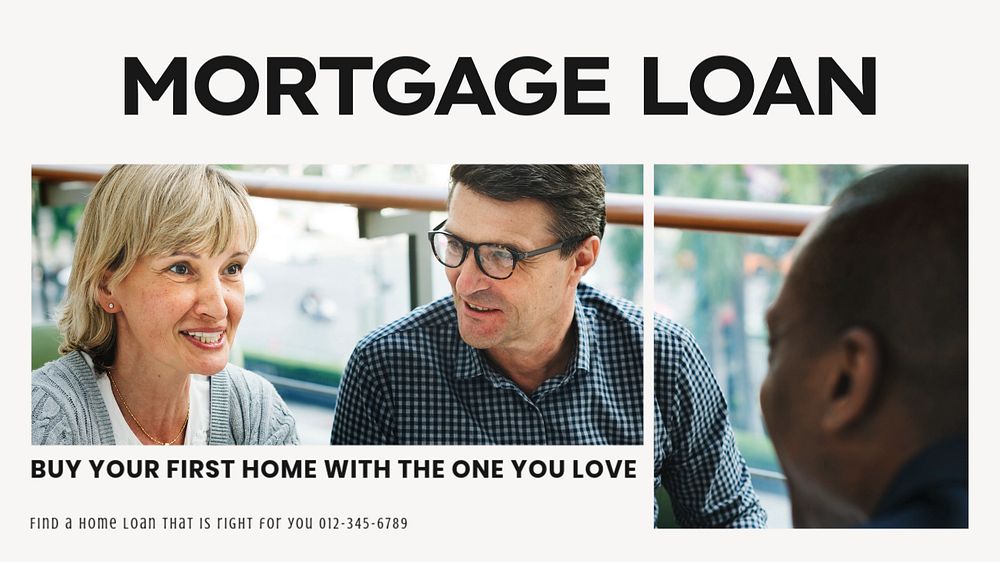 Mortgage loan blog banner template, editable text