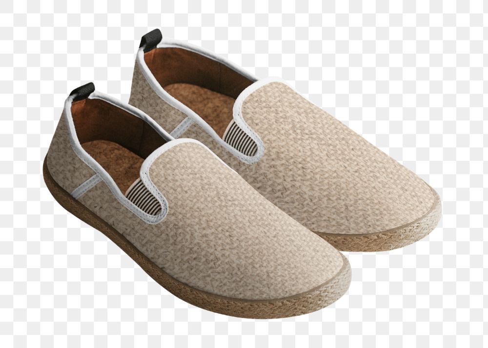 Beige espadrilles mockup png element, editable men's shoes fashion design