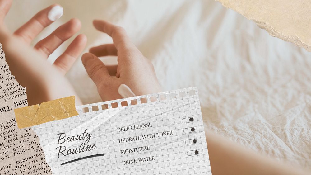 Beauty routine blog banner template, editable text