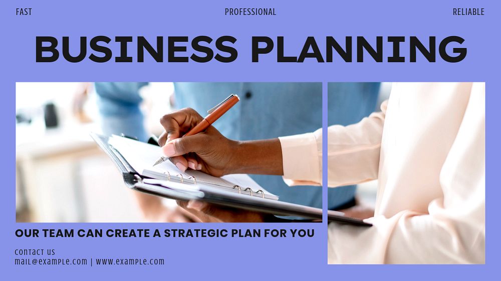 Business planning blog banner template, editable text