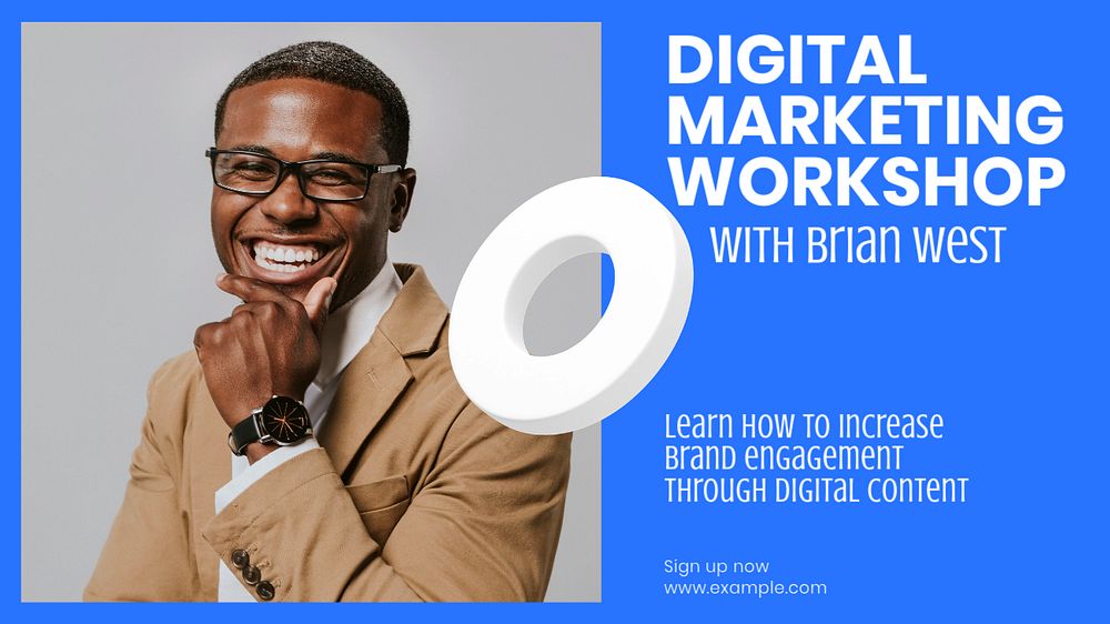 Digital marketing workshop blog banner template, editable text