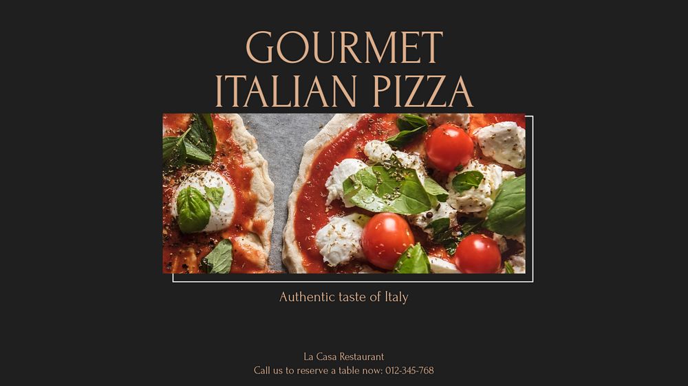 Gourmet Italian pizza blog banner template, editable text