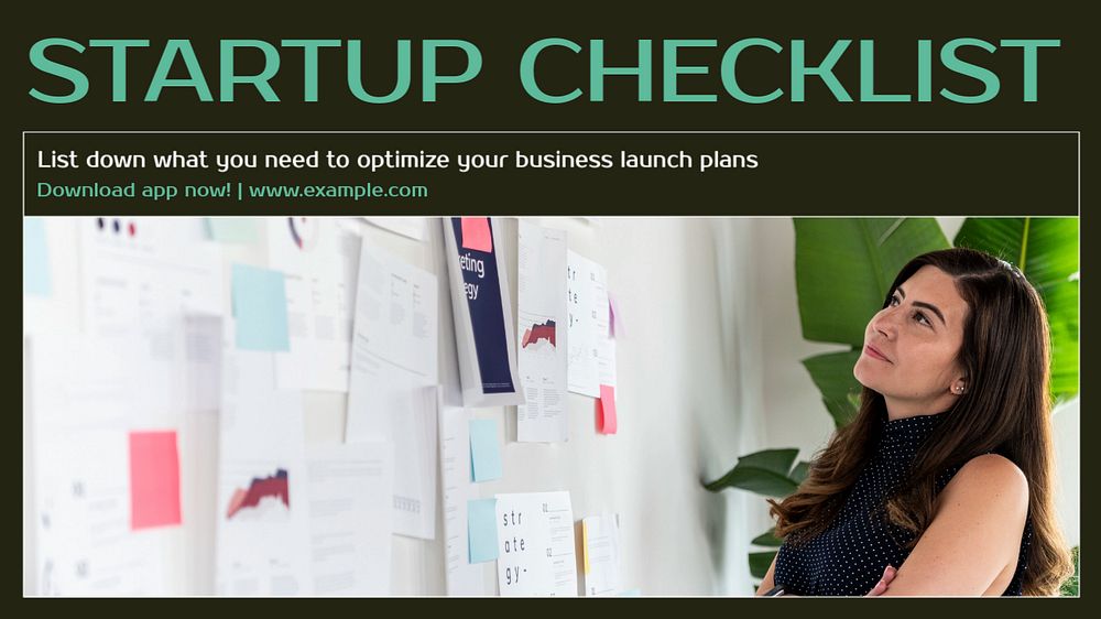 Startup checklist blog banner template, editable text