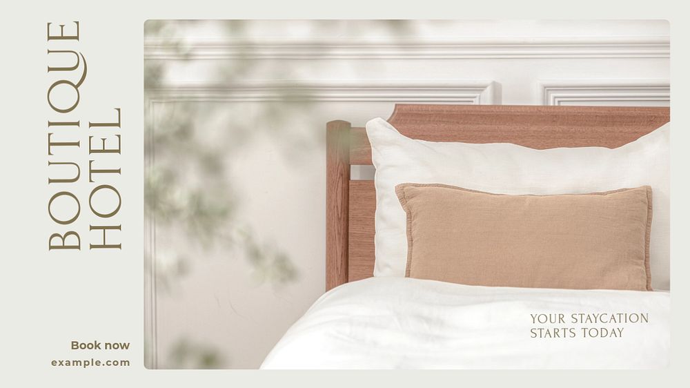 Boutique hotel blog banner template, editable text