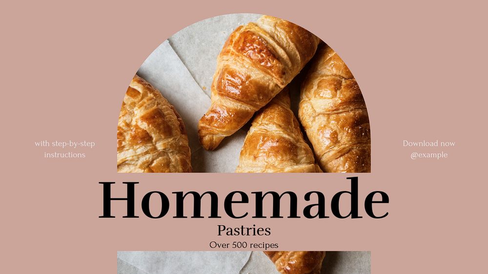 Homemade pastries blog banner template, editable text