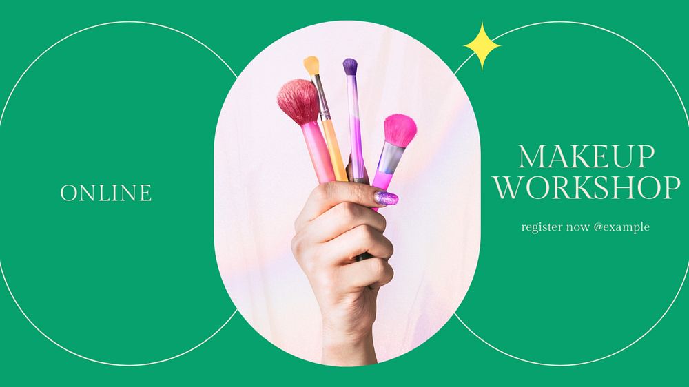 Makeup workshop blog banner template, editable text