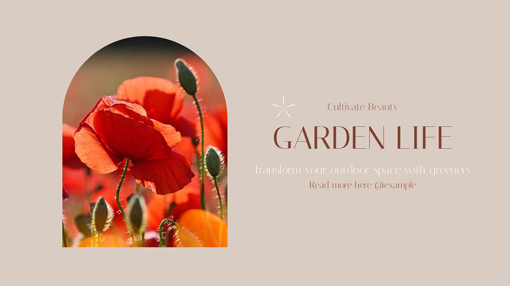 Garden blog banner template, editable text