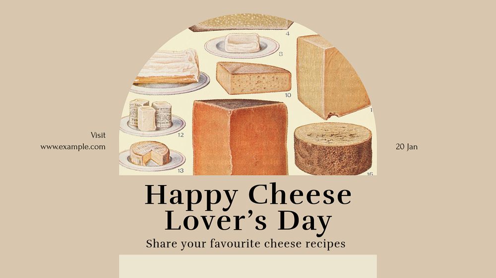 Cheese lover's day blog banner template, editable text