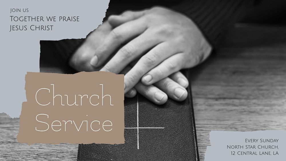 Church service blog banner template, editable text