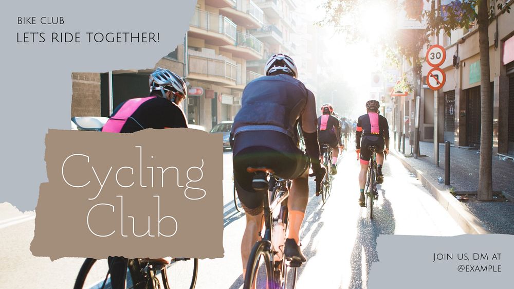 Cycling club blog banner template, editable text