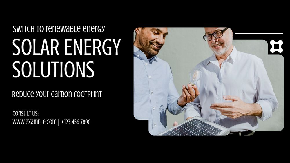 Solar energy blog banner template, editable text