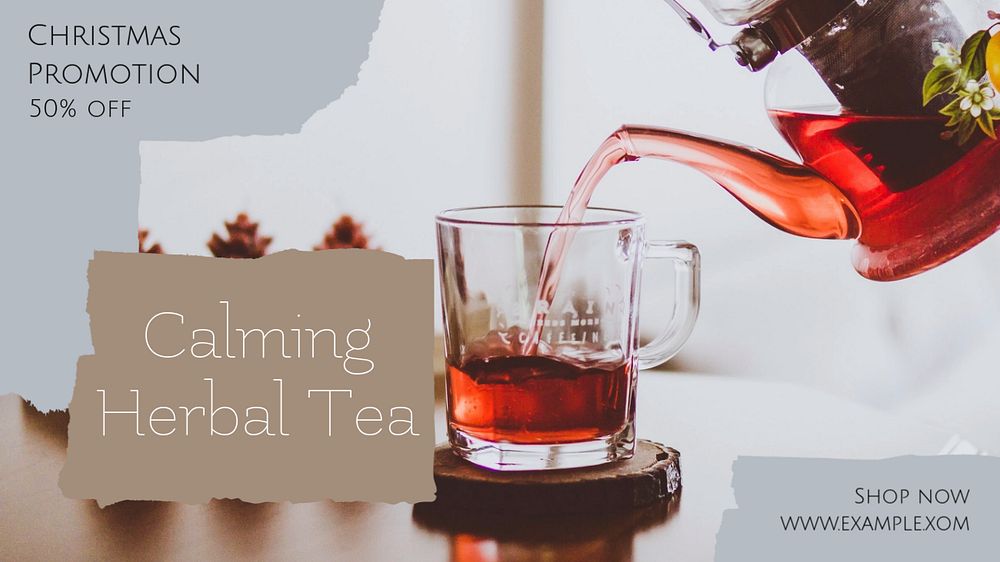 Calming herbal tea blog banner template, editable text