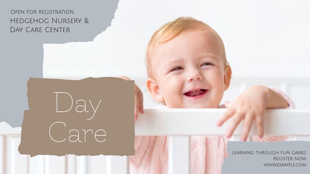 Day care registration blog banner template, editable text