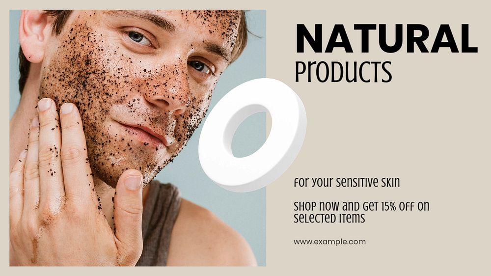 Natural skincare blog banner template, editable text