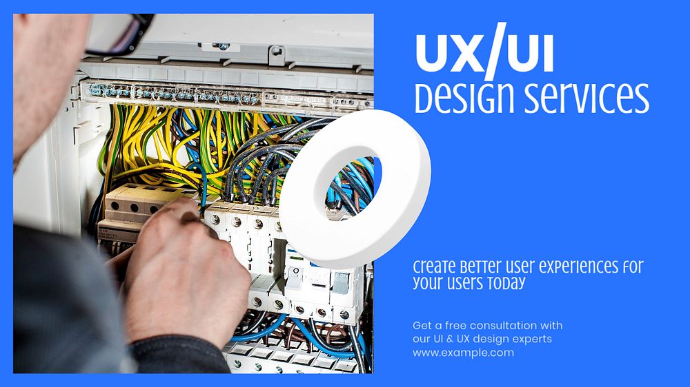 UX/UI design blog banner template, editable text