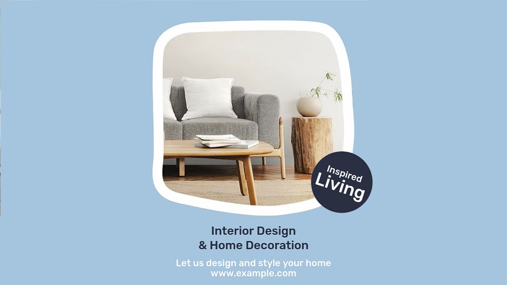 Interior design blog banner template, editable text