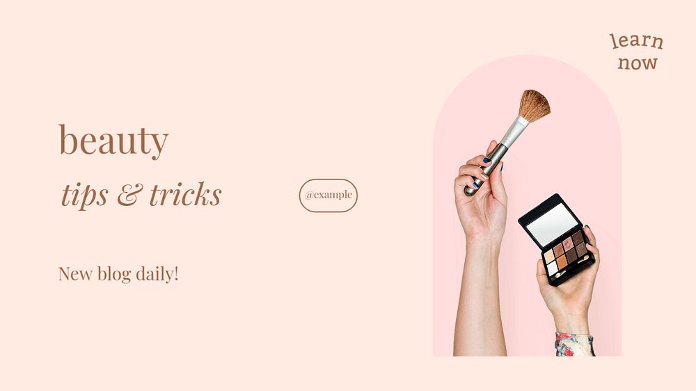 Beauty tips & tricks blog banner template, editable text