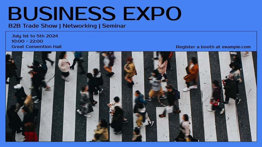 Business expo event blog banner template, editable text