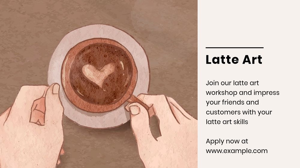 Latte art blog banner template, editable text