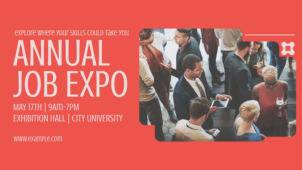 Job expo blog banner template, editable text