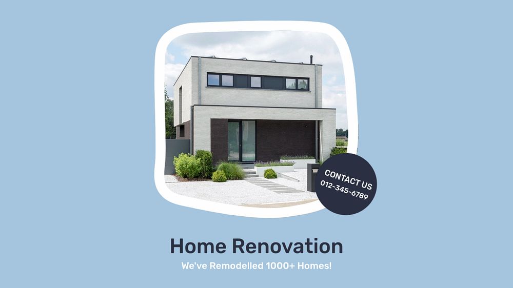 Home renovation service blog banner template, editable text