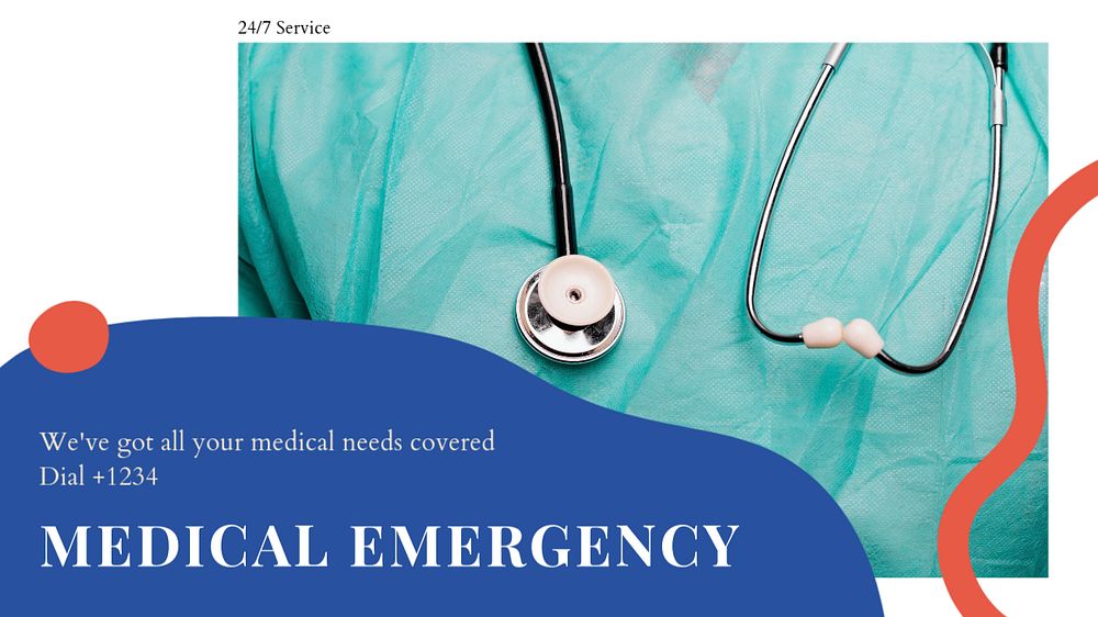 Medical emergency blog banner template, editable text