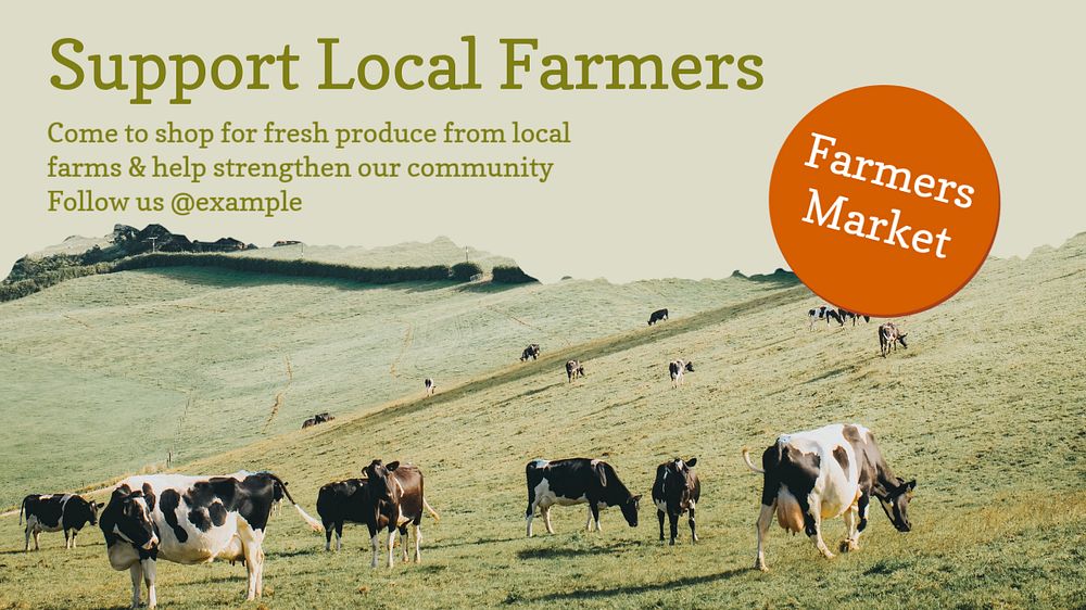 Support local farmers blog banner template, editable text