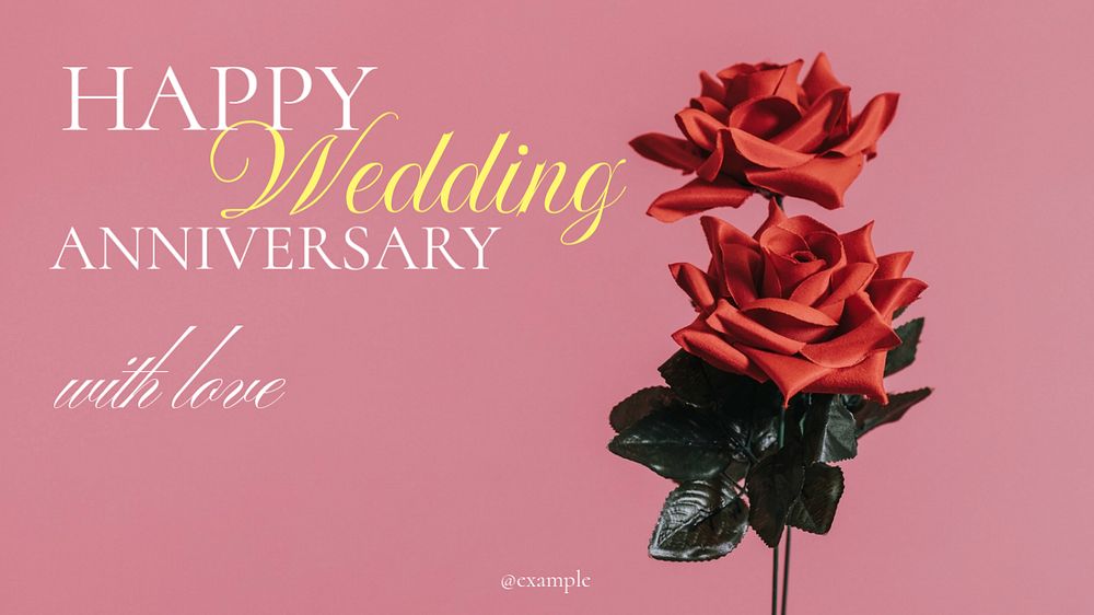 Happy wedding anniversary blog banner template, editable text