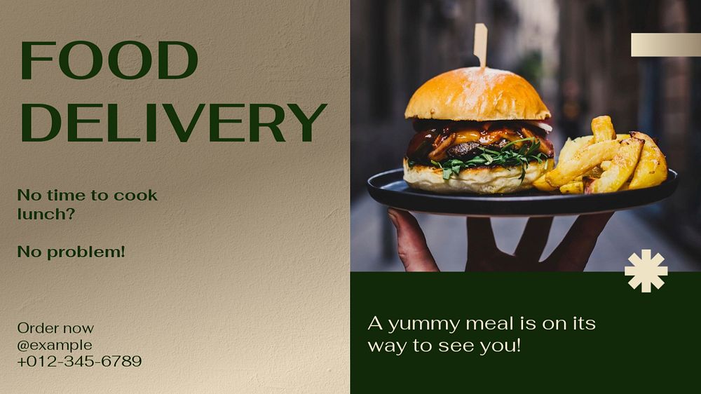 Food delivery blog banner template, editable text