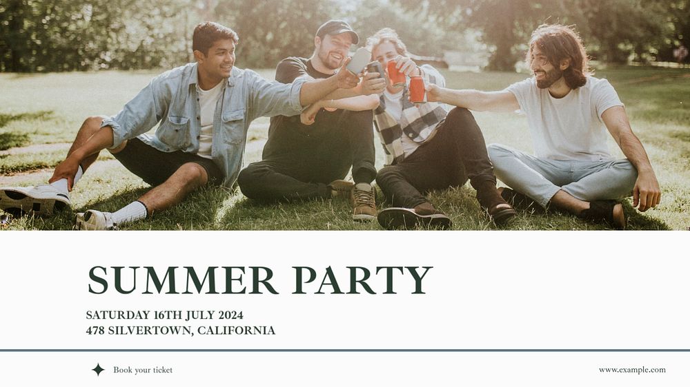 Summer party blog banner template, editable text