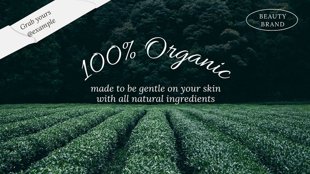 Organic beauty product blog banner template, editable text