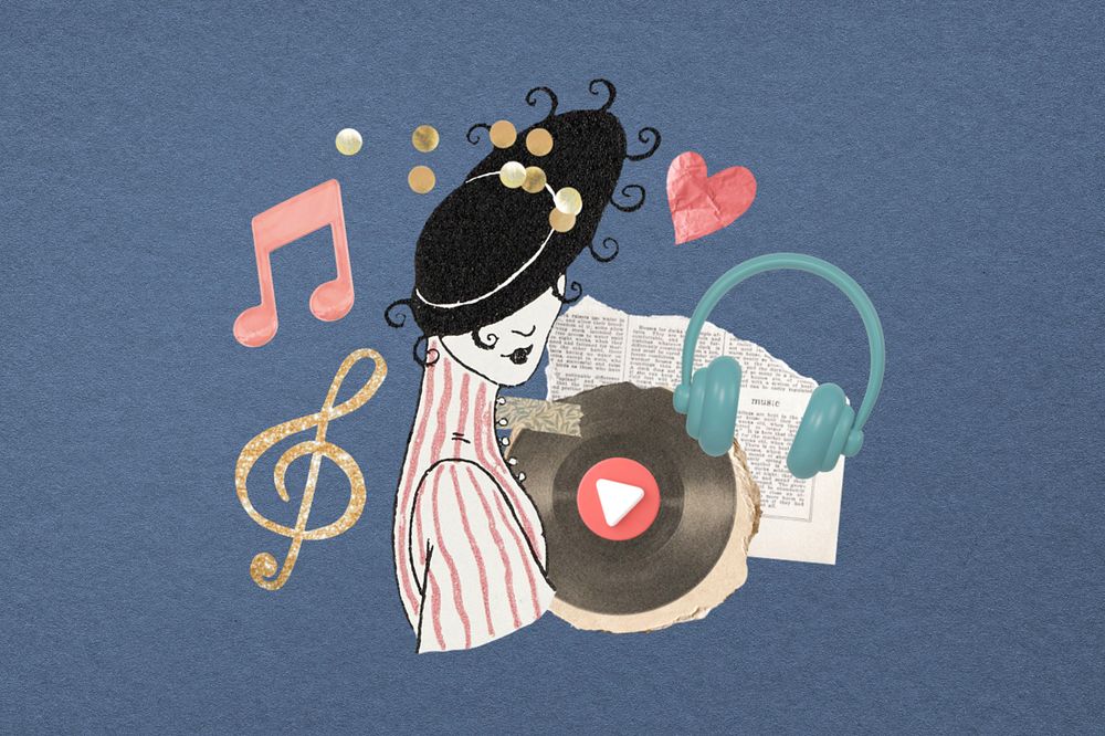 Vintage vibes music remix, editable design