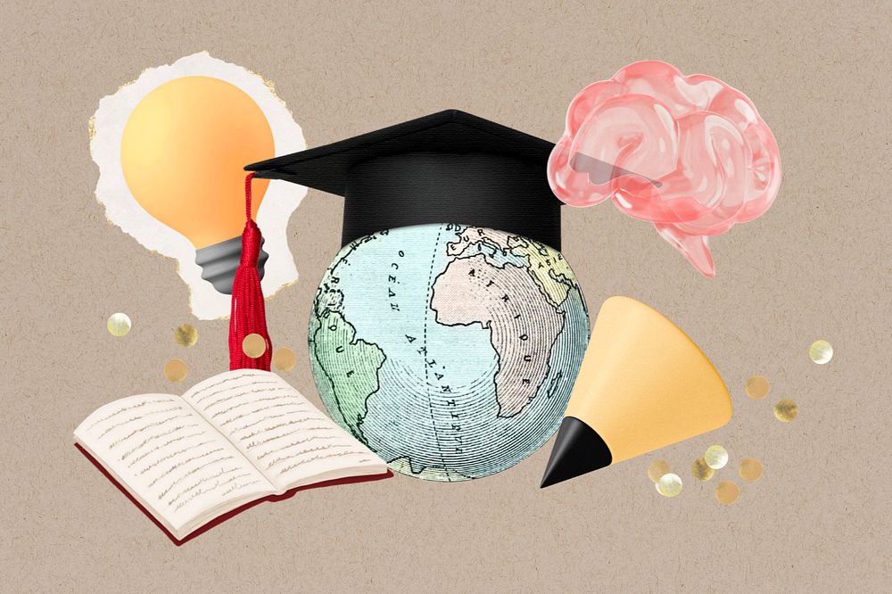 International education collage remix, editable design