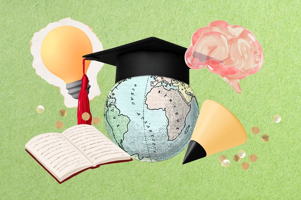 International education collage remix, editable design