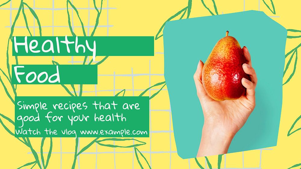 Healthy food blog banner template, editable text