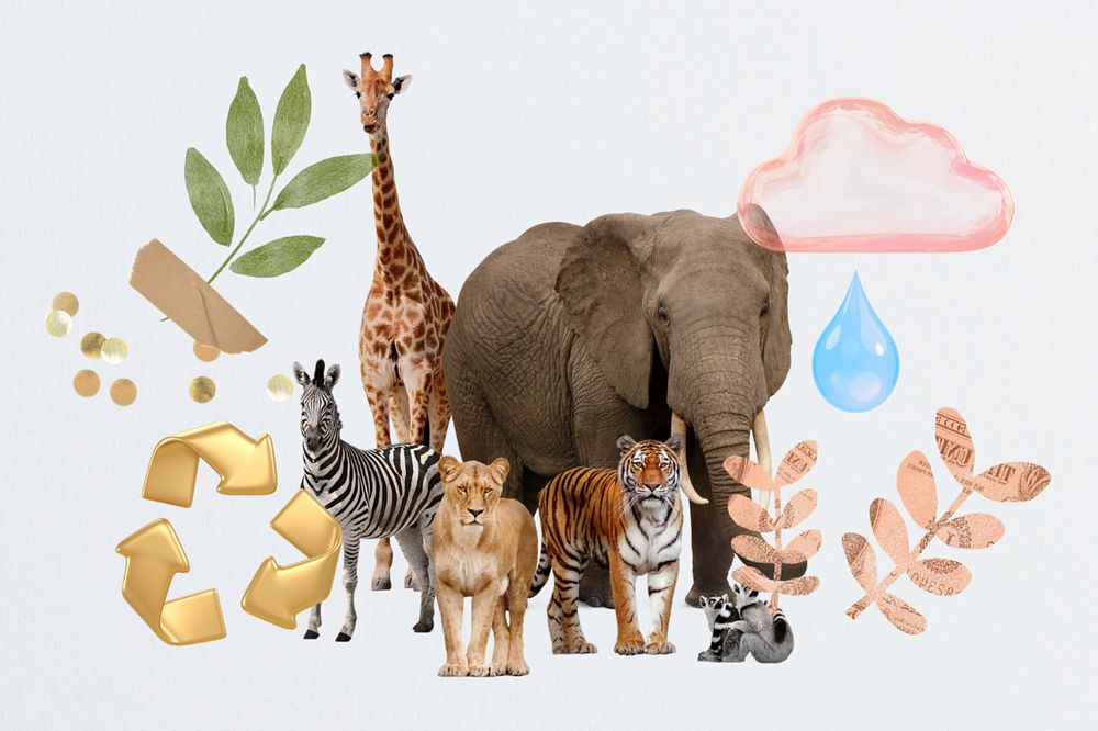 Wildlife conservation, creative environment remix, editable design