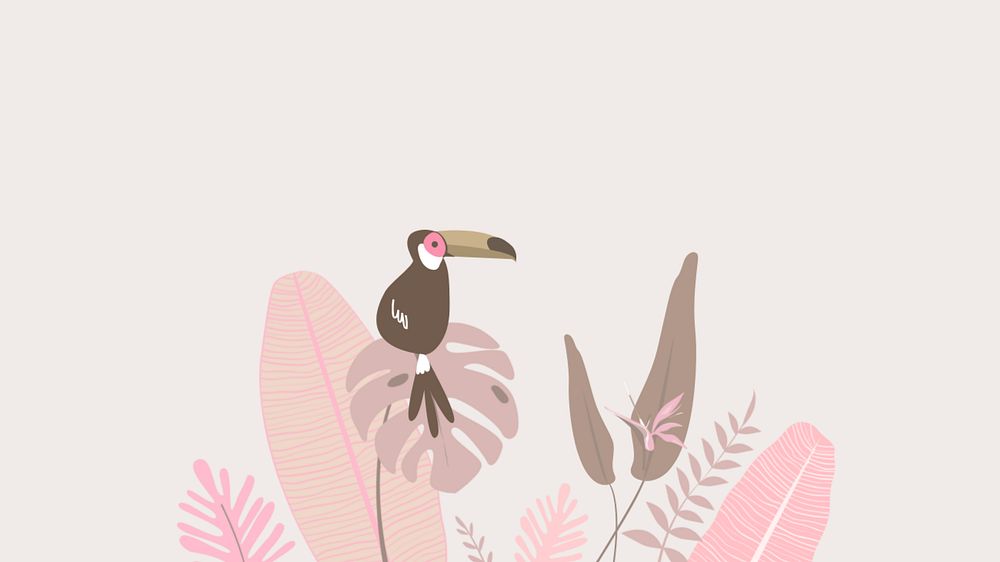 Pastel toucan desktop wallpaper, editable beige design